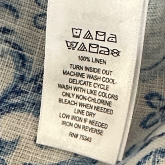 Isaac Mizrahi Blue & White Tile Pattern Linen Tunic Topp Sz XL - Picture 10 of 10